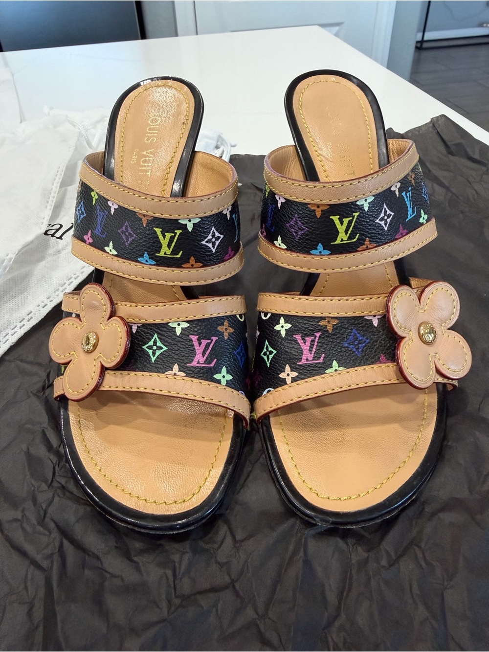 VINTAGE LOUIS VUITTON x TAKASHI MURAKAMI MONOGRAM MULTICOLORE HEELS | SIZE 39½